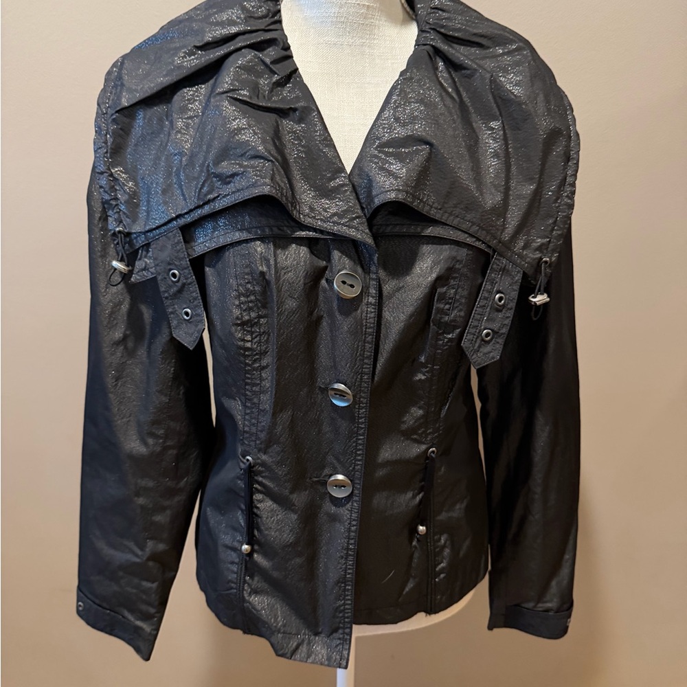 Tribal Shiny Black Utility Jacket for Women